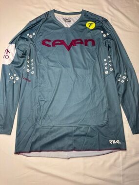 Seven MX Rival Motocross Jersey Long Sleeve Teal Burgundy Size M Dirt Bike